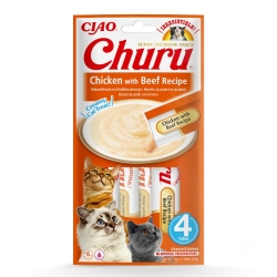 INABA CHURU Z KURCZAKIEM I WOŁOWINĄ MUS TUBKA 1SZT.